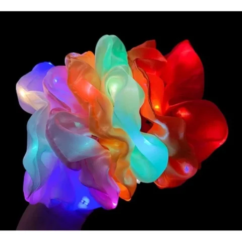 ยางมัดผม โดนัท เรืองแสง LED คละสี เซ็ต 5 ชิ้น
