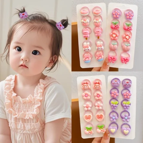 ยางรดผมหน้าม้าเด็ก สีสันสดใส น่ารัก เซ็ต 4 แพ็ค