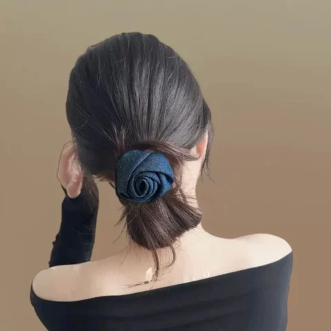 ยางรัดผม Denim Rose ยางรัดผมผ้ายีนส์