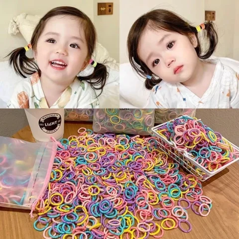 ยางรัดผม แบบยืดหยุ่นสูง สีสันสดใส สําหรับเด็กผู้หญิง จํานวน 100 ชิ้น